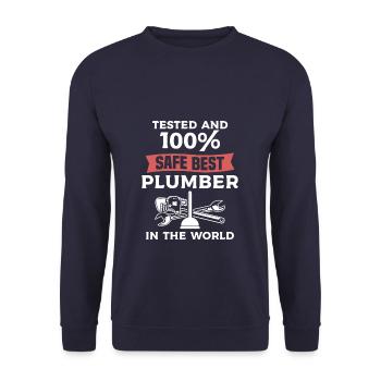 Tested And 100% Safe Best Plumber In The World - Unisex Sweatshirt - navy - Front - Alina (178cm) & Michal (187cm)