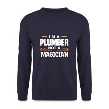 Ich bin ein Klempner, kein Zauberer Klempner Klempner - Unisex Pullover - Navy - Vorne - Alina (178cm) & Michal (187cm)