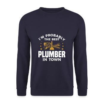 Ich bin wahrscheinlich der beste Klempner in der Stadt Klempner - Unisex Pullover - Navy - Vorne - Alina (178cm) & Michal (187cm)