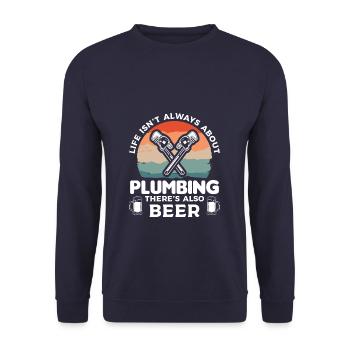 La vie n’est pas toujours une question de plomberie, il y a aussi de la bière - Sweat-shirt Unisexe - marine - Devant - Alina (178cm) & Michal (187cm)