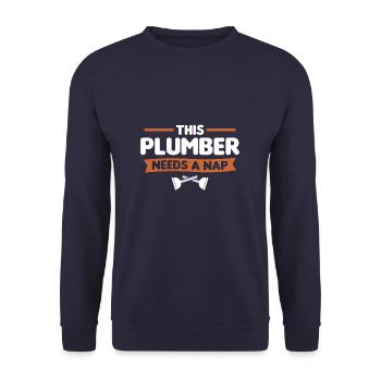 Dieser Klempner braucht ein Nickerchen Klempner - Unisex Pullover - Navy - Vorne - Alina (178cm) & Michal (187cm)