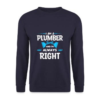 Ich bin ein Klempner und ich bin immer richtig Klempner - Unisex Pullover - Navy - Vorne - Alina (178cm) & Michal (187cm)