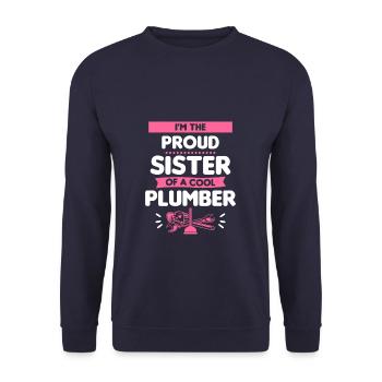 Ich bin die stolze Schwester eines coolen Klempners - Unisex Pullover - Navy - Vorne - Alina (178cm) & Michal (187cm)