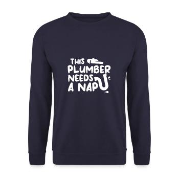 Dieser Klempner braucht ein Nickerchen Klempner - Unisex Pullover - Navy - Vorne - Alina (178cm) & Michal (187cm)