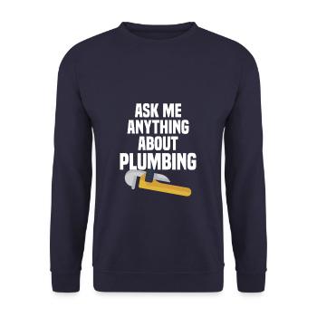 Fragen Sie mich etwas über Klempner Klempner - Unisex Pullover - Navy - Vorne - Alina (178cm) & Michal (187cm)