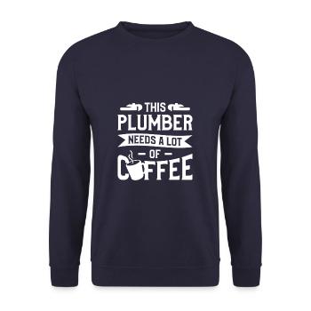 Dieser Klempner braucht viel Kaffee Klempner - Unisex Pullover - Navy - Vorne - Alina (178cm) & Michal (187cm)