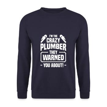 Ich bin der verrückte Klempner, vor dem sie dich gewarnt haben - Unisex Pullover - Navy - Vorne - Alina (178cm) & Michal (187cm)