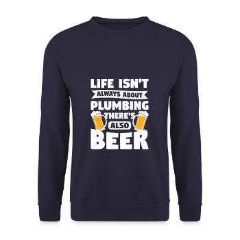 La vie n’est pas toujours une question de plomberie, il y a aussi de la bière - Sweat-shirt Unisexe - marine - Devant - Alina (178cm) & Michal (187cm)