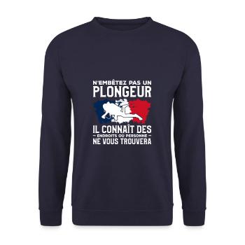 N'émbetez Pas Un Plongeur Il Connaît Des Endroits - Sweat-shirt Unisexe - marine - Devant - Alina (178cm) & Michal (187cm)