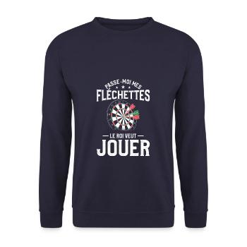 Passe-Moi Mes Fléchettes Le Roi Veut Jouer - Sweat-shirt Unisexe - marine - Devant - Alina (178cm) & Michal (187cm)