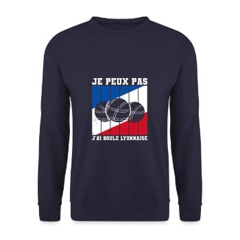 Je Peux Pas J'ai Boule Lyonnaise Pétanque Bocce - Sweat-shirt Unisexe - marine - Devant - Alina (178cm) & Michal (187cm)