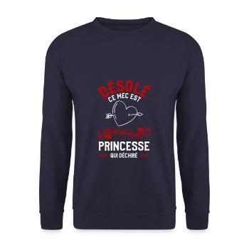 Désolé Ce Mec Est Déjà Pris Par Une Princesse Qui - Sweat-shirt Unisexe - marine - Devant - Alina (178cm) & Michal (187cm)