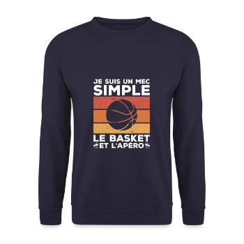 Je Suis Un Mec Simple J'aime Le Basket Et L'Apéro - Sweat-shirt Unisexe - marine - Devant - Alina (178cm) & Michal (187cm)