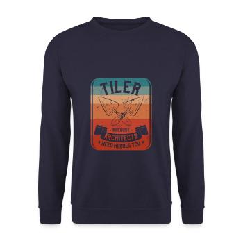 Carrelage parce que les architectes ont aussi besoin de héros - Sweat-shirt Unisexe - marine - Devant - Alina (178cm) & Michal (187cm)