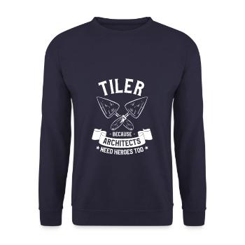 Carrelage parce que les architectes ont aussi besoin de héros - Sweat-shirt Unisexe - marine - Devant - Alina (178cm) & Michal (187cm)