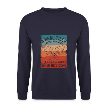 Un vrai carreleur ne s’arrête pas quand il est fatigué de carreler - Sweat-shirt Unisexe - marine - Devant - Alina (178cm) & Michal (187cm)