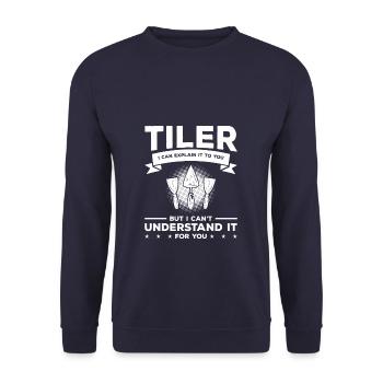 Fliesenleger Ich kann es dir erklären, aber ich kann es nicht - Unisex Pullover - Navy - Vorne - Alina (178cm) & Michal (187cm)