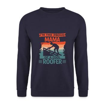 Dieser Mann ist eine tolle Mama und ein Dachdecker - Unisex Pullover - Navy - Vorne - Alina (178cm) & Michal (187cm)