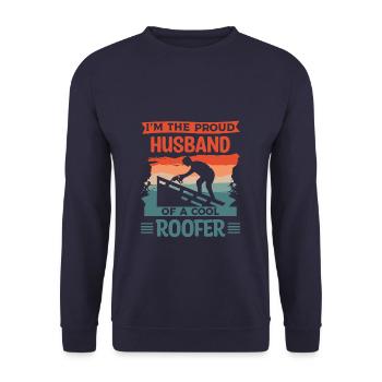 This Man Is An Awesome Husband And A Roofer - Unisex Sweatshirt - navy - Front - Alina (178cm) & Michal (187cm)