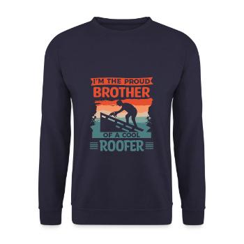 Dieser Mann ist ein großartiger Bruder und ein Dachdecker - Unisex Pullover - Navy - Vorne - Alina (178cm) & Michal (187cm)