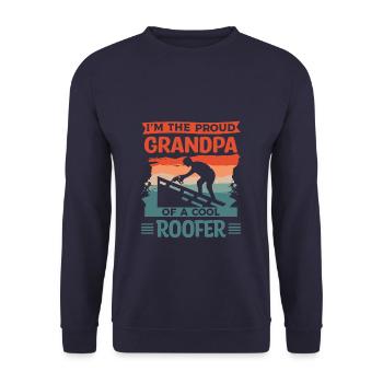 Dieser Mann ist ein großartiger Opa und ein Dachdecker - Unisex Pullover - Navy - Vorne - Alina (178cm) & Michal (187cm)