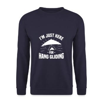 Ich bin nur hier für Drachenflieger - Unisex Pullover - Navy - Vorne - Alina (178cm) & Michal (187cm)