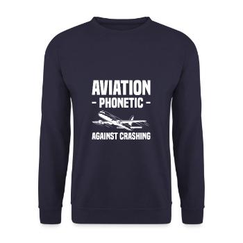 Phonétique de l’aviation contre le crash d’un pilote aviateur - Sweat-shirt Unisexe - marine - Devant - Alina (178cm) & Michal (187cm)