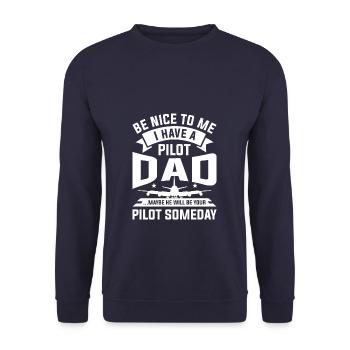 Sois gentil avec moi j’ai un père pilote peut-être qu’il le sera - Sweat-shirt Unisexe - marine - Devant - Alina (178cm) & Michal (187cm)