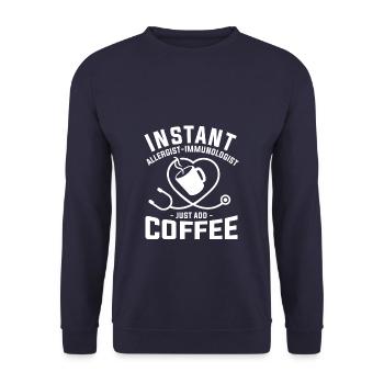 Allergologue-immunologiste instantané Il suffit d’ajouter du café - Sweat-shirt Unisexe - marine - Devant - Alina (178cm) & Michal (187cm)