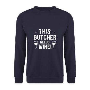 Ce boucher a besoin de bouchers de boucherie viticole - Sweat-shirt Unisexe - marine - Devant - Alina (178cm) & Michal (187cm)
