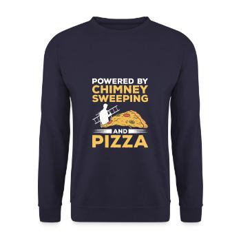 Alimenté par le ramonage et la balayeuse à pizza - Sweat-shirt Unisexe - marine - Devant - Alina (178cm) & Michal (187cm)
