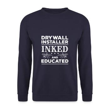 Drywall Installer Inked And Educated Drywalling - Unisex Sweatshirt - navy - Front - Alina (178cm) & Michal (187cm)