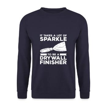 Es braucht viel Glanz, um ein Trockenbau-Finisher zu sein - Unisex Pullover - Navy - Vorne - Alina (178cm) & Michal (187cm)