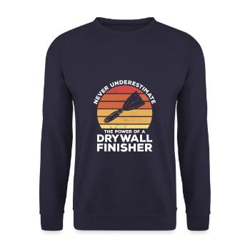 Unterschätzen Sie niemals die Kraft einer Trockenbauwand - Unisex Pullover - Navy - Vorne - Alina (178cm) & Michal (187cm)