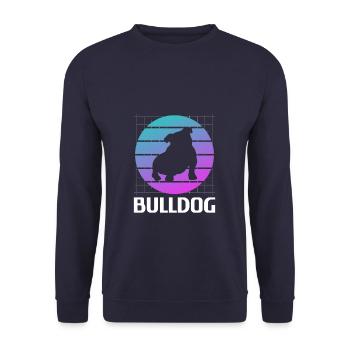 Retro Bulldog Bulldogs Dog Lover - Unisex Sweatshirt - navy - Front - Alina (178cm) & Michal (187cm)