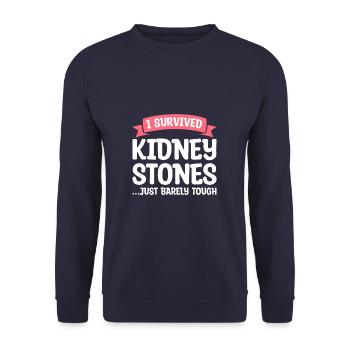 I Survived Kidney Stones Just Barely Tough Surgery - Unisex Sweatshirt - navy - Front - Alina (178cm) & Michal (187cm)