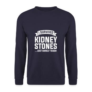 I Survived Kidney Stones Just Barely Tough Surgery - Unisex Sweatshirt - navy - Front - Alina (178cm) & Michal (187cm)