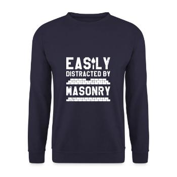 Easily Distracted By Masonry Bricklaying - Unisex Sweatshirt - navy - Front - Alina (178cm) & Michal (187cm)