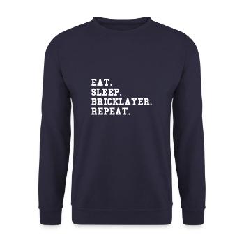 Eat Sleep Bricklayer Repeat Bricklaying - Unisex Sweatshirt - navy - Front - Alina (178cm) & Michal (187cm)