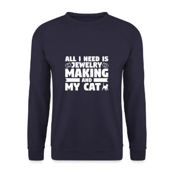 All I Need Is Jewelry Making And My Cat Jeweler - Unisex Sweatshirt - navy - Front - Alina (178cm) & Michal (187cm)