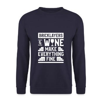 Bricklayers & Wine Make Everything Fine Bricklayer - Unisex Sweatshirt - navy - Front - Alina (178cm) & Michal (187cm)