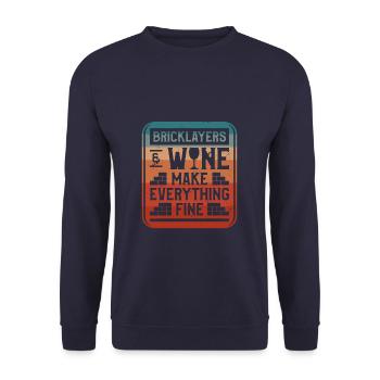 Bricklayers & Wine Make Everything Fine Bricklayer - Unisex Sweatshirt - navy - Front - Alina (178cm) & Michal (187cm)