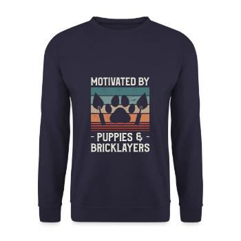 Motivé par les chiots et les maçons maçons - Sweat-shirt Unisexe - marine - Devant - Alina (178cm) & Michal (187cm)