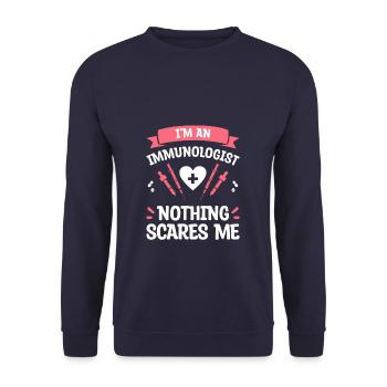 Je suis immunologiste Rien ne me fait peur Immunologie - Sweat-shirt Unisexe - marine - Devant - Alina (178cm) & Michal (187cm)