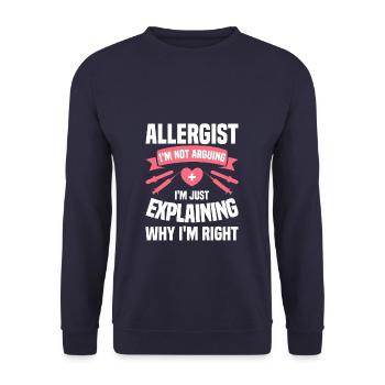 Allergologue Je ne discute pas, j’explique simplement pourquoi - Sweat-shirt Unisexe - marine - Devant - Alina (178cm) & Michal (187cm)