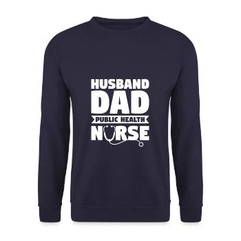 Husband Dad Public Health Nurse RN Nurses - Unisex Sweatshirt - navy - Front - Alina (178cm) & Michal (187cm)