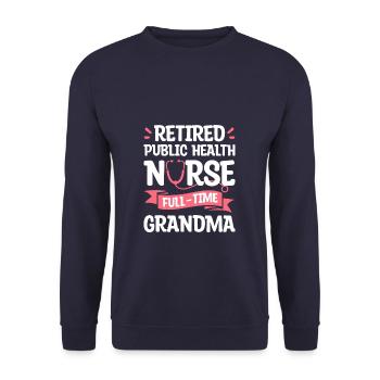 Pensionierte Krankenschwester im öffentlichen Gesundheitswesen Vollzeit-Oma - Unisex Pullover - Navy - Vorne - Alina (178cm) & Michal (187cm)