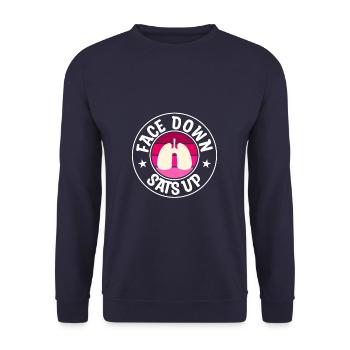 Face Down Sats Up Respiratory Therapist - Unisex Sweatshirt - navy - Front - Alina (178cm) & Michal (187cm)