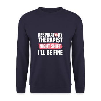 Atemtherapeut Nachtschicht Es wird mir gut gehen - Unisex Pullover - Navy - Vorne - Alina (178cm) & Michal (187cm)