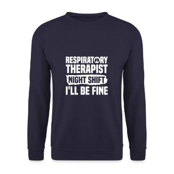 Atemtherapeut Nachtschicht Es wird mir gut gehen - Unisex Pullover - Navy - Vorne - Alina (178cm) & Michal (187cm)